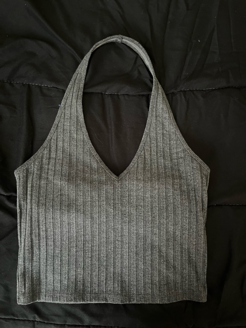 Hollister Gray Ribbed Halter Crop Top